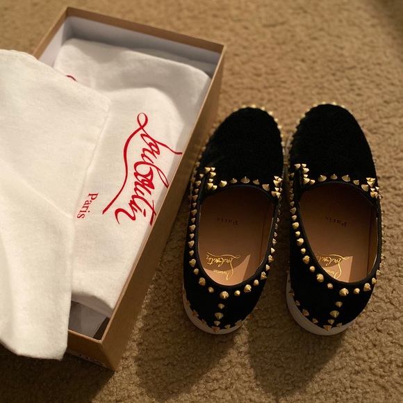 Christian Louboutin Velvet Spiked Sneakers - Picture 6 of 8
